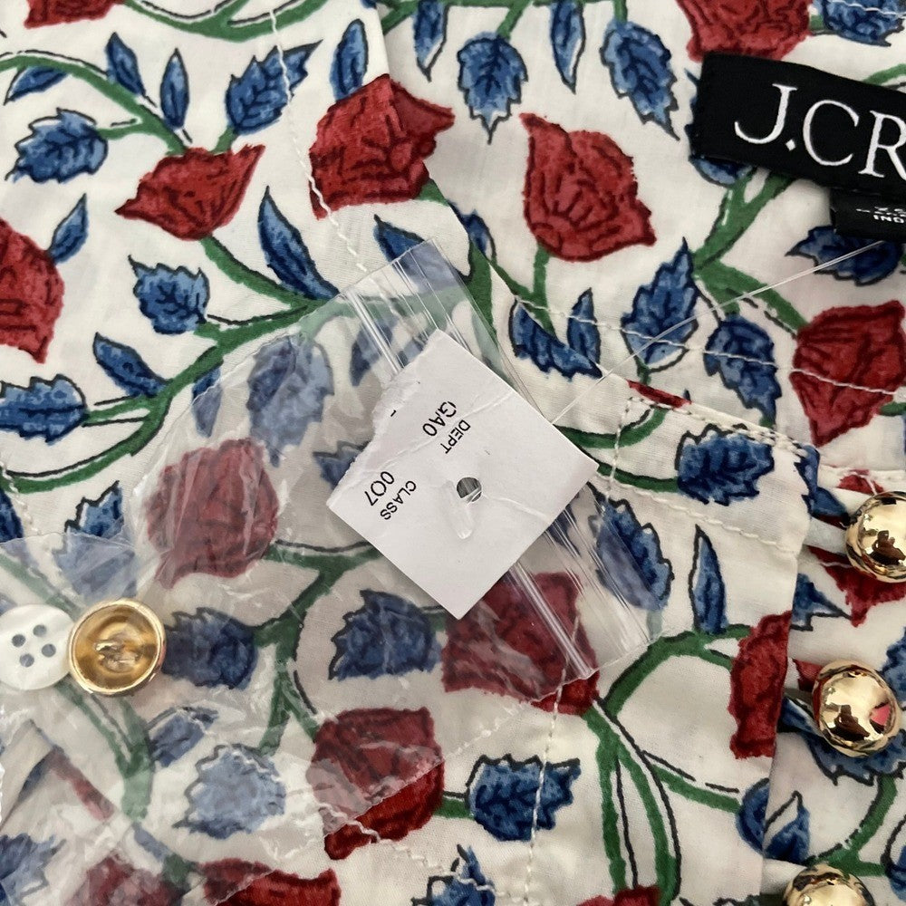 NWT!! J. CREW Shirred Popover Top Blouse Rosewood Floral Preppy Buttons X-Small