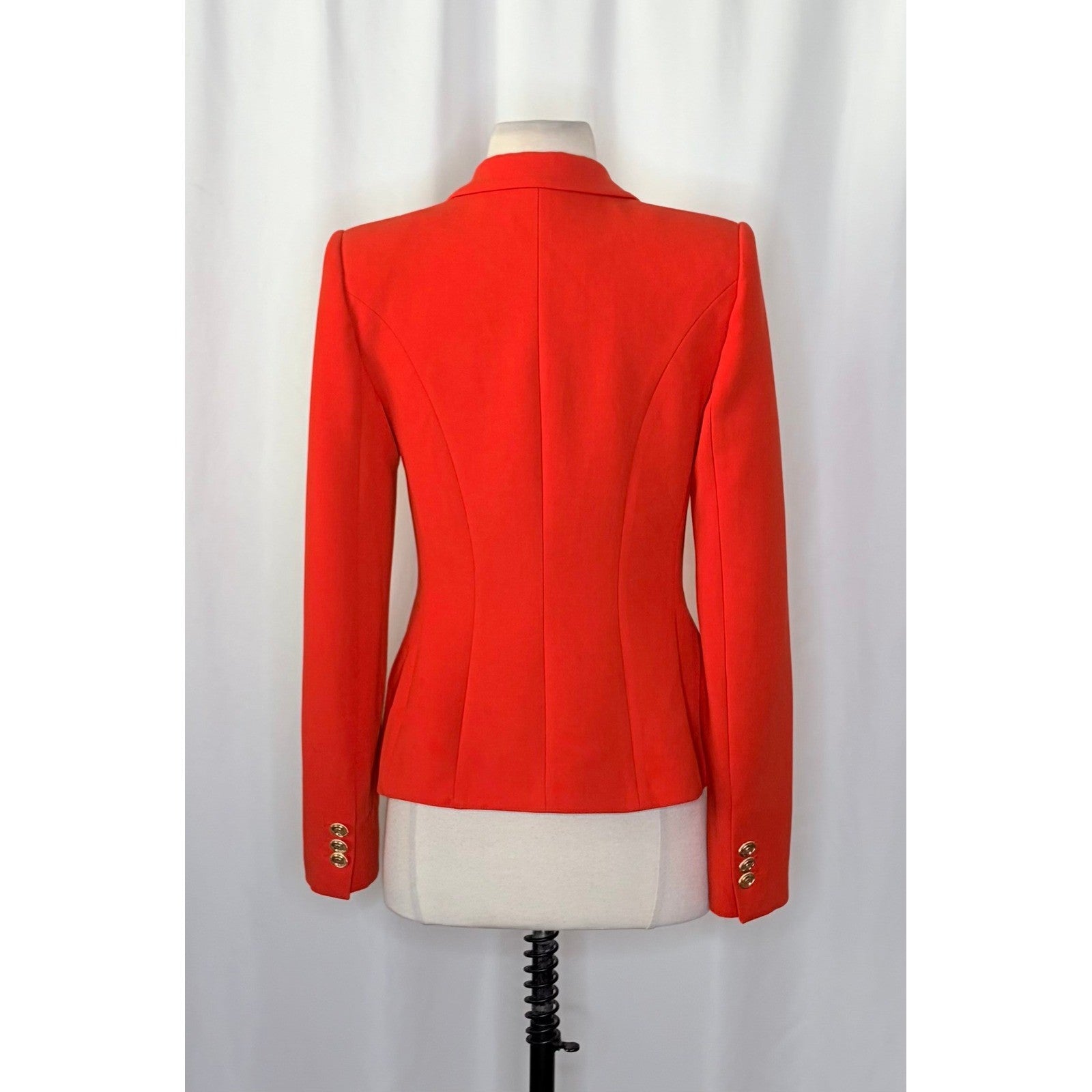 KAREN MILLEN Red Tailored Button Military Blazer Jacket Solid Gold Buttons US 6