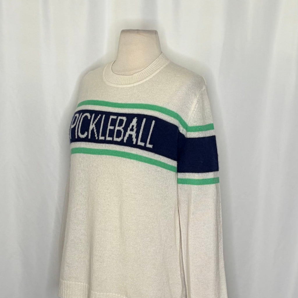 ALASHAN Cashmere Pickleball Sweater Pullover Sporty Text Script Preppy X-Large