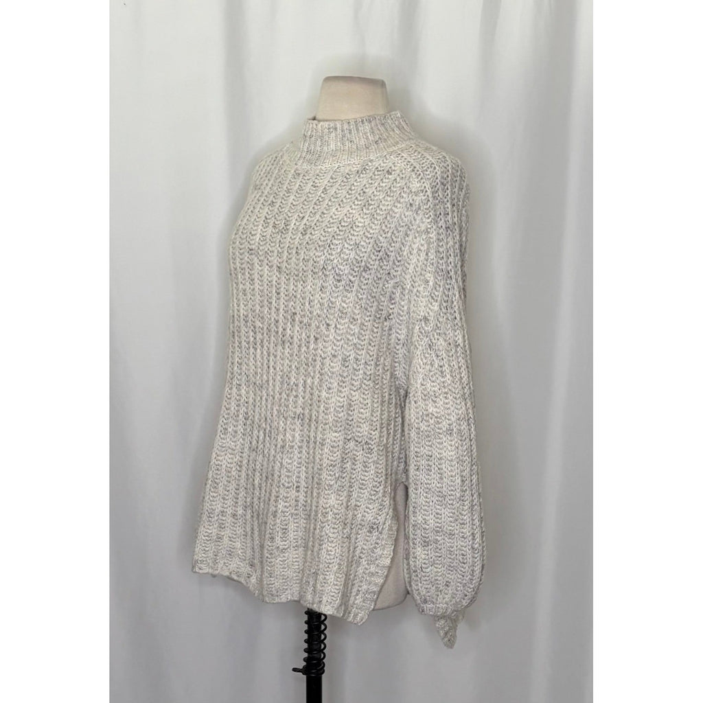 Anthropologie PILCRO Textured Tunic Sweater Gray Marled Knit Wool Linen Medium
