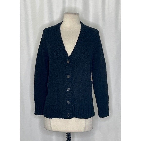 NWT!! J. CREW Marina V-Neck Cardigan Sweater Pockets Solid Black Preppy X-Small