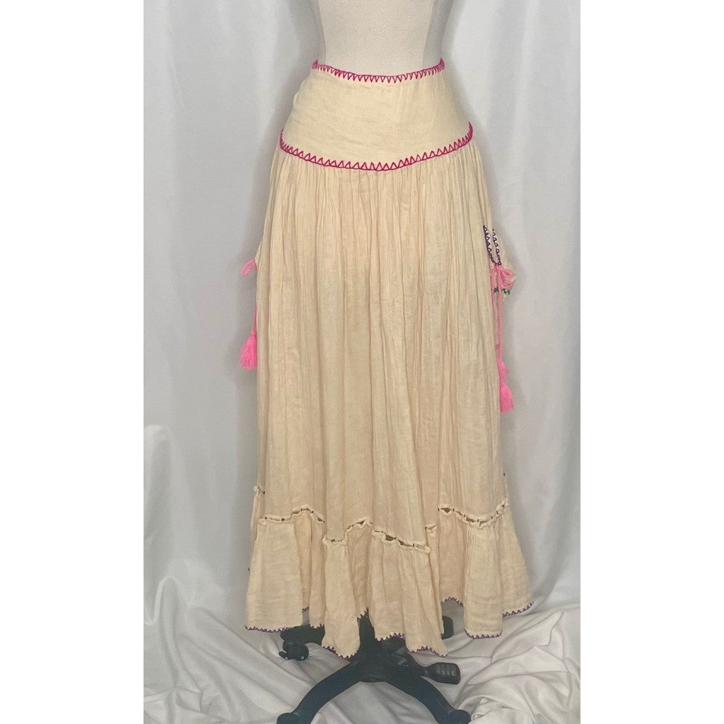 NWT!! FREE PEOPLE Island Time Embroidered Set Skirt Halter Top Gauzy Small