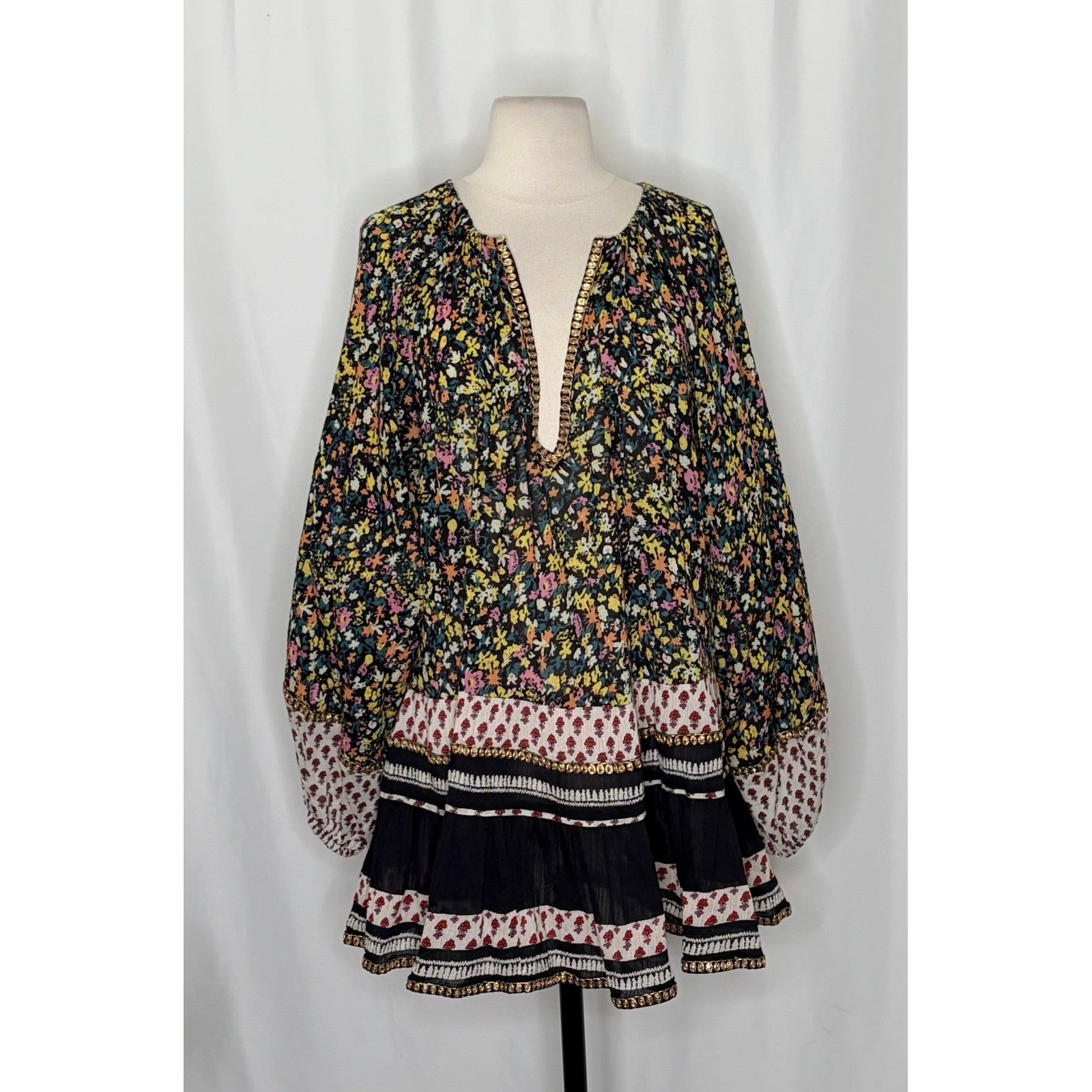 Revolve FREE PEOPLE Gardenia Tunic Top Shirt Floral Boho Festival Flowy Medium