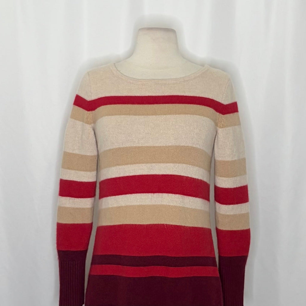 ATHLETA Cashmere Lodge Striped Sweater Pullover Chianti Multi Stripes Small