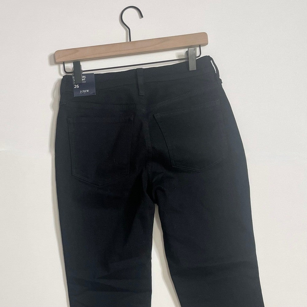 NWT!! J. CREW Factory Essential Straight Jeans All-Day Stretch Solid Black 26