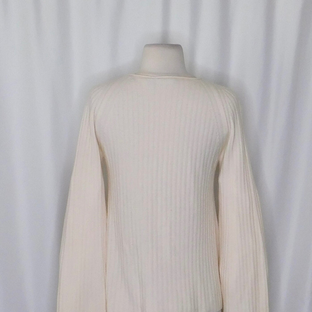VINCE Cashmere Ribbed Cutout Slit Shoulder Pullover Flare Sleeves Knitwear Small