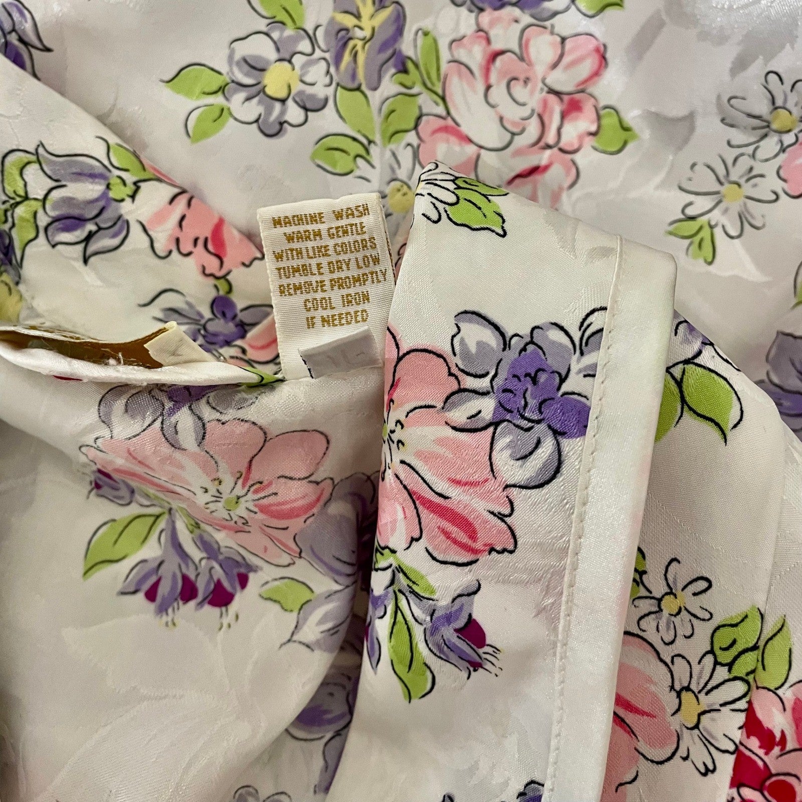 Vintage VICTORIA'S SECRET Gold Label Floral Jacquard Satin Robe Pockets Small