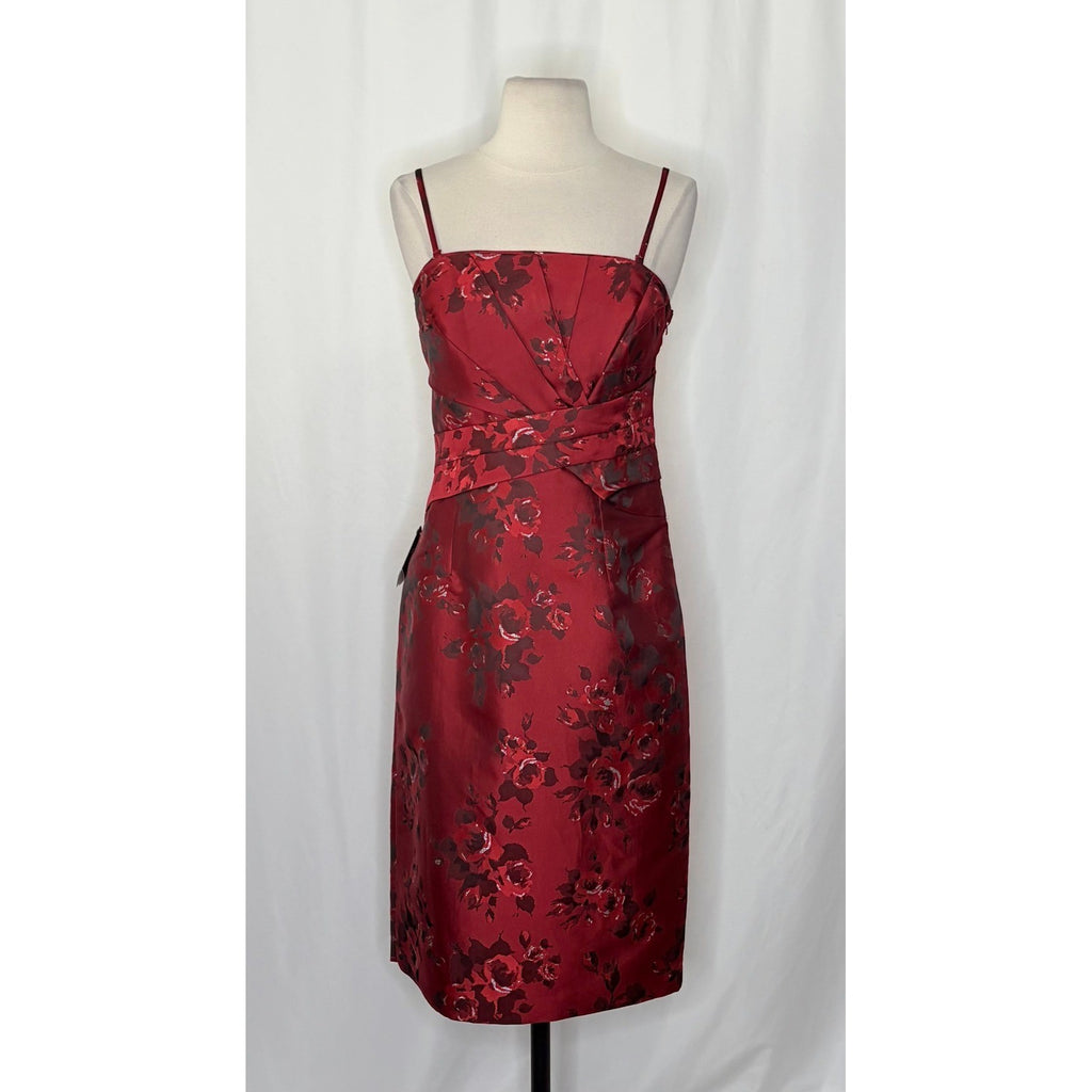 NWT!! WHBM Red Floral Sheath Dress Convertible White House Black Market Size 4