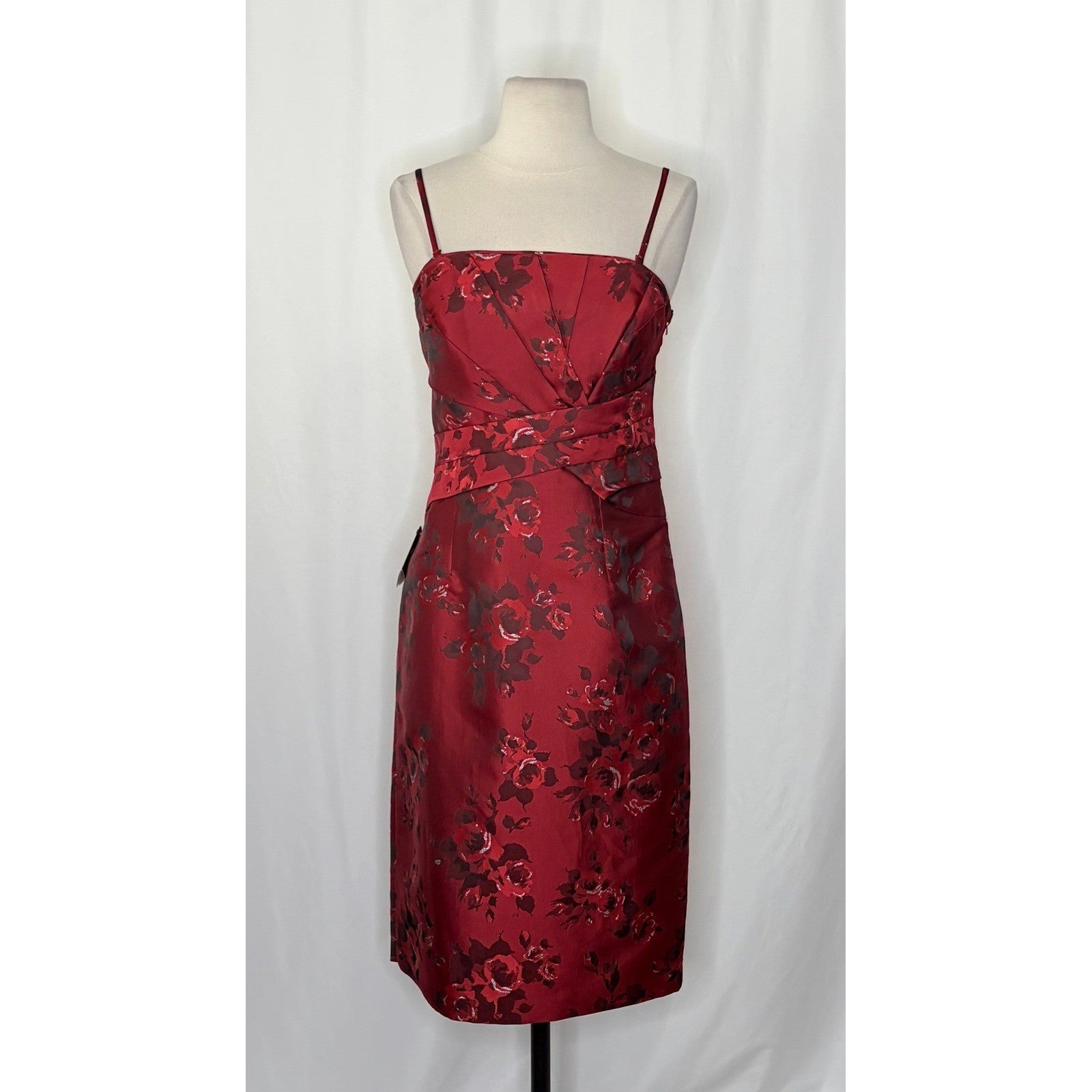 NWT!! WHBM Red Floral Sheath Dress Convertible White House Black Market Size 4