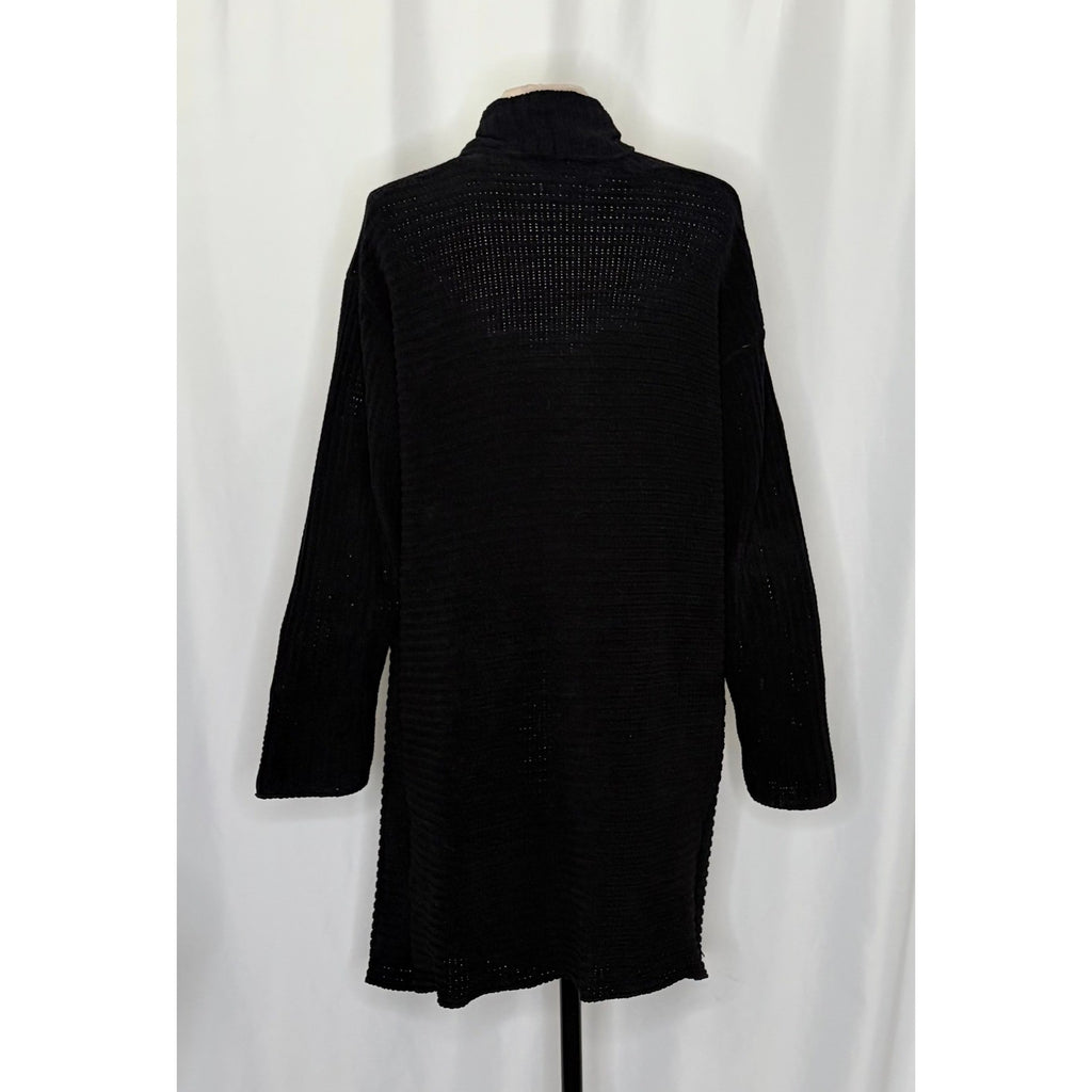 Anthropologie JOHN + JENN Liverpool Black Chenille Cardigan Sweater Solid Large