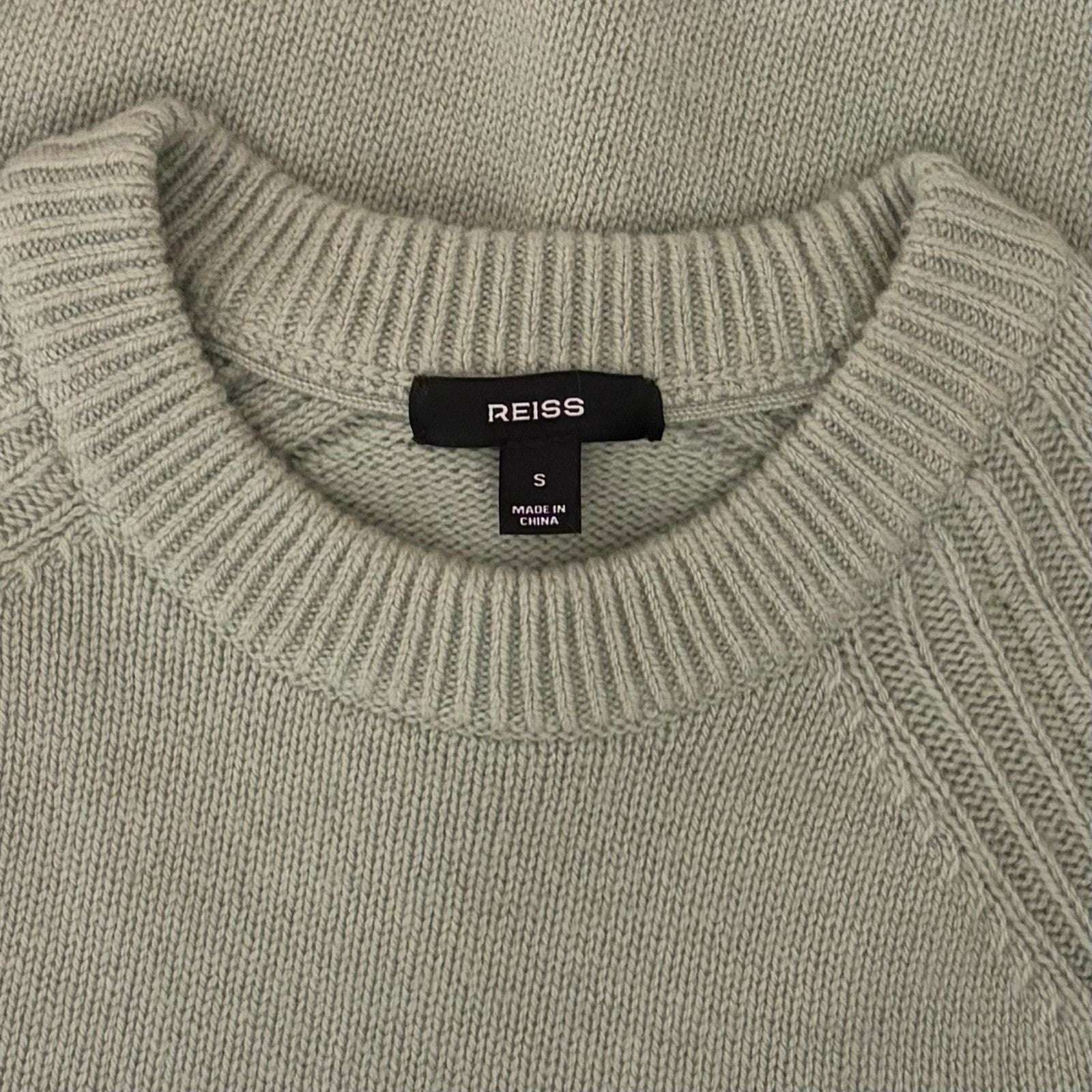 Men's REISS Sage Green Cloud Wool Raglan Sleeve Crew Neck Jumper Sweater Small