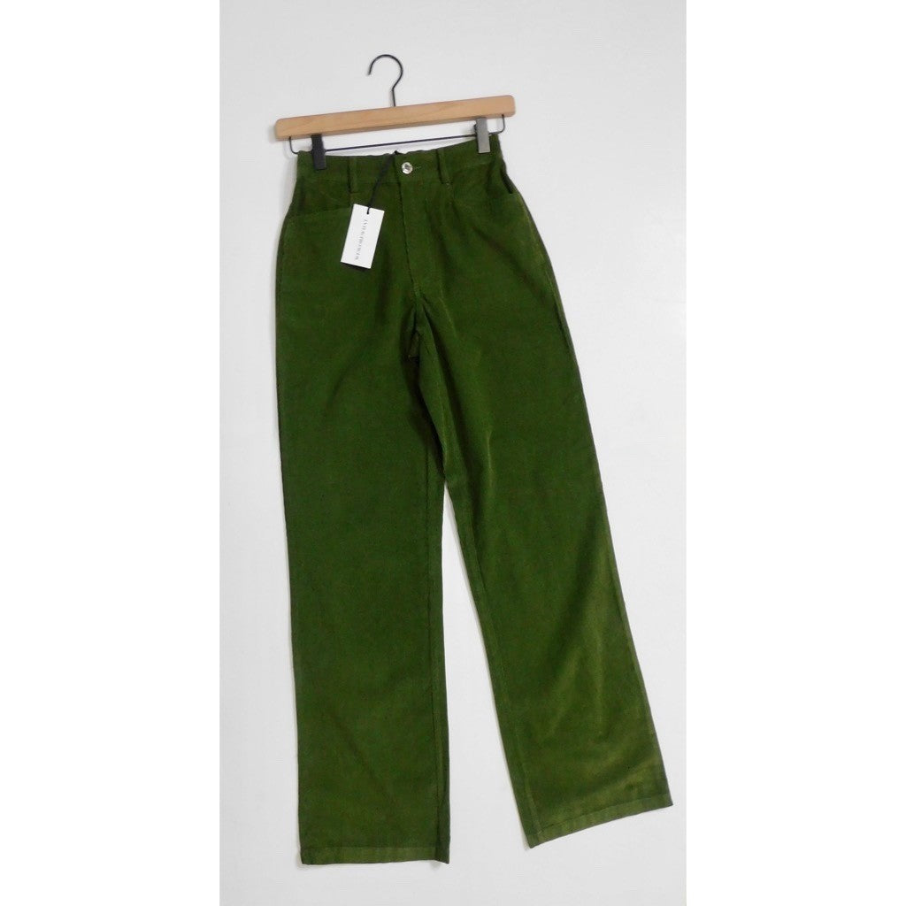 NWT!! WEWOREWHAT Elastic Back Corduroy Pants Basil Green Preppy Academia X-Small