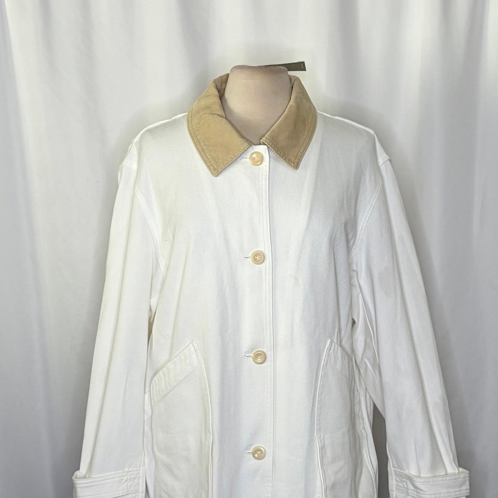 NWT!! J. CREW Barn Jacket Canvas Ivory Corduroy Collar Pockets Outdoors X-Large
