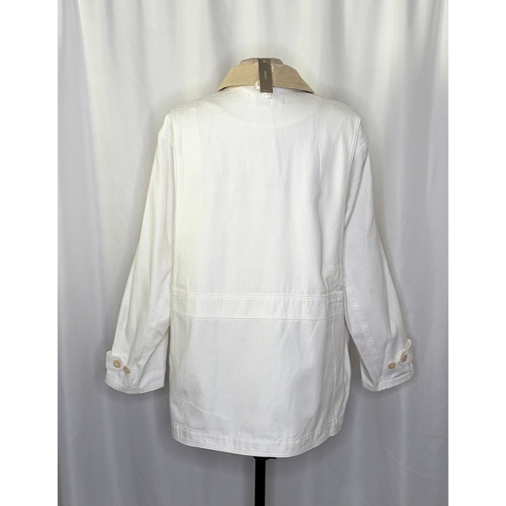 NWT!! J. CREW Barn Jacket Canvas Ivory Corduroy Collar Pockets Outdoors X-Large
