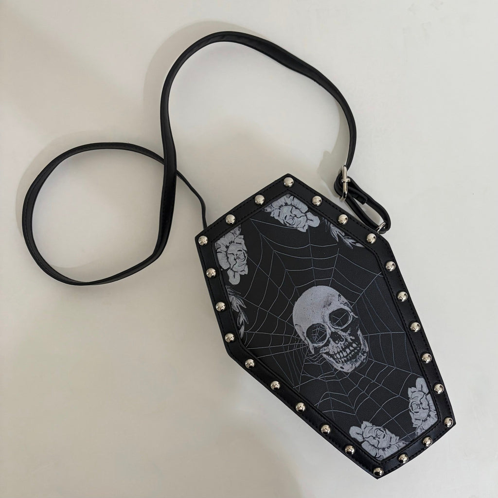 SCARLETON Studded Skull Bag Vegan Leather Punk Rock Rivet Shoulder Bag Gothic