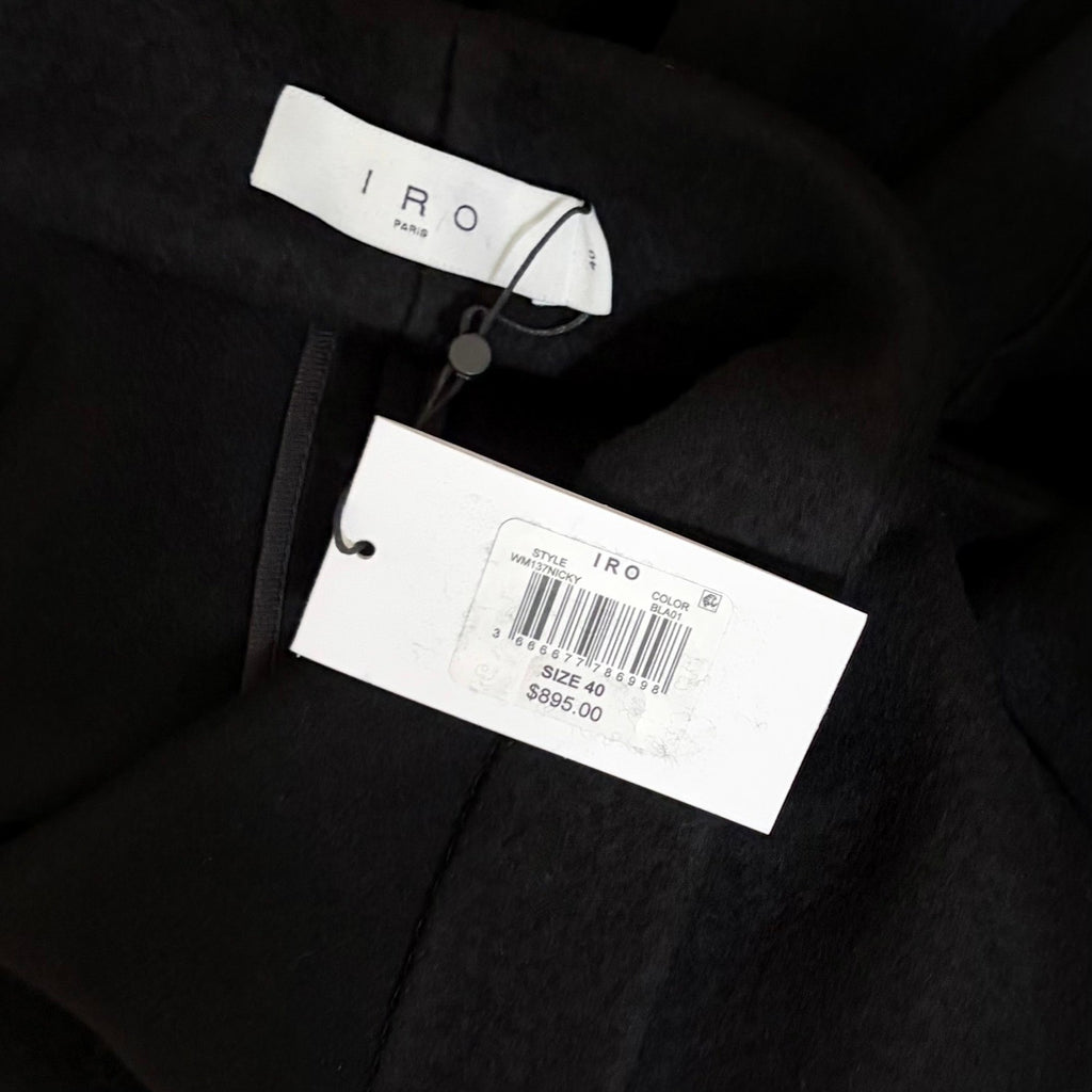 NWT!! IRO Nicky Wool Cashmere Blend Shawl Collar Long Sleeve Wrap Coat 40 Large