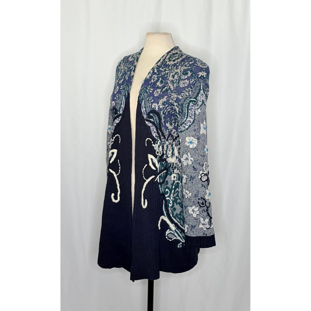 Anthropologie HWR Emmia Hand-Stitched Embroidered Cardigan Sweater Medium