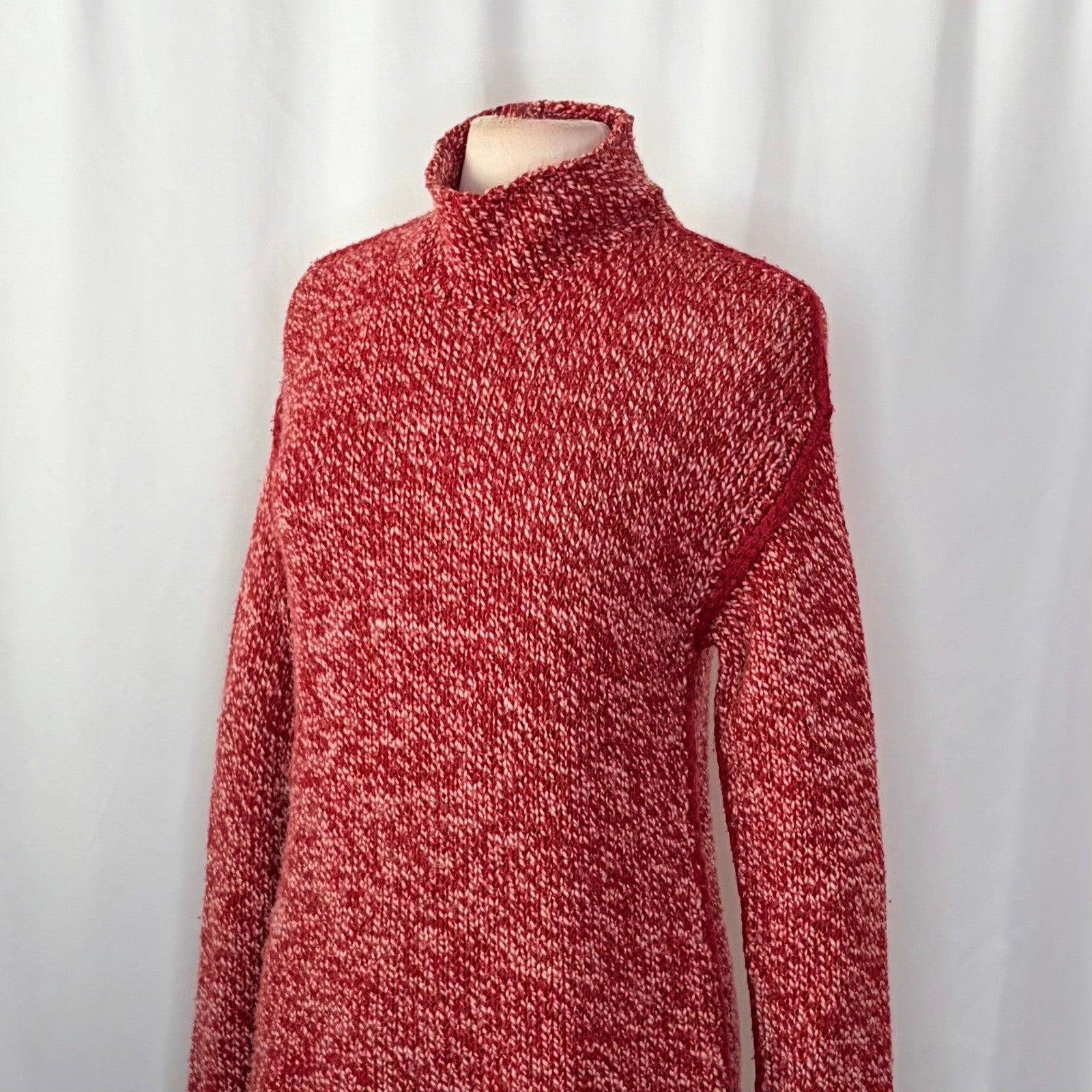 ARMANI COLLEZIONI Red White Wool Mock Neck Sweater Knit Pullover Medium