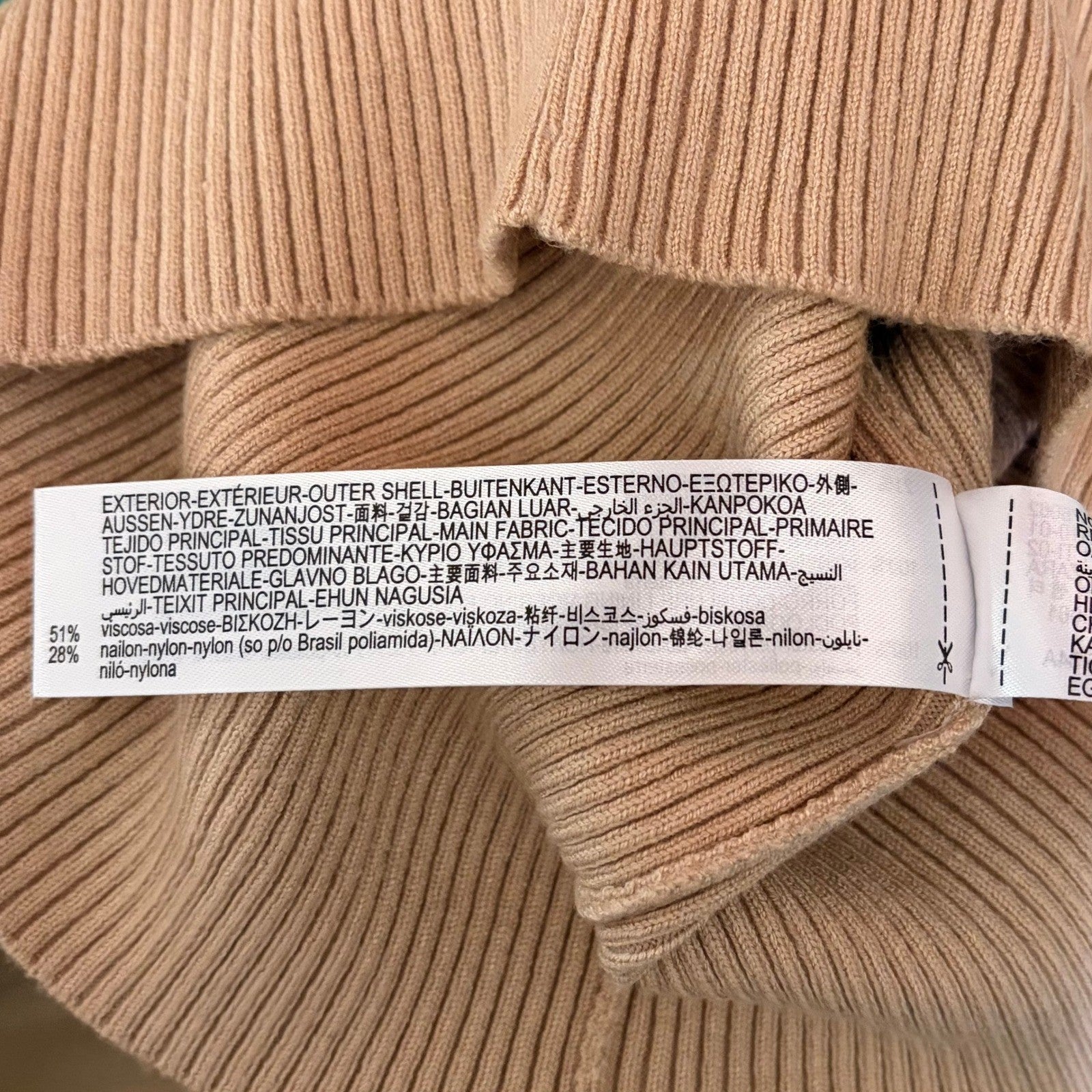 NWT!! ZARA Faux Fur Lapel Knit Sweater Tan Light Brown Zipper Pullover Small