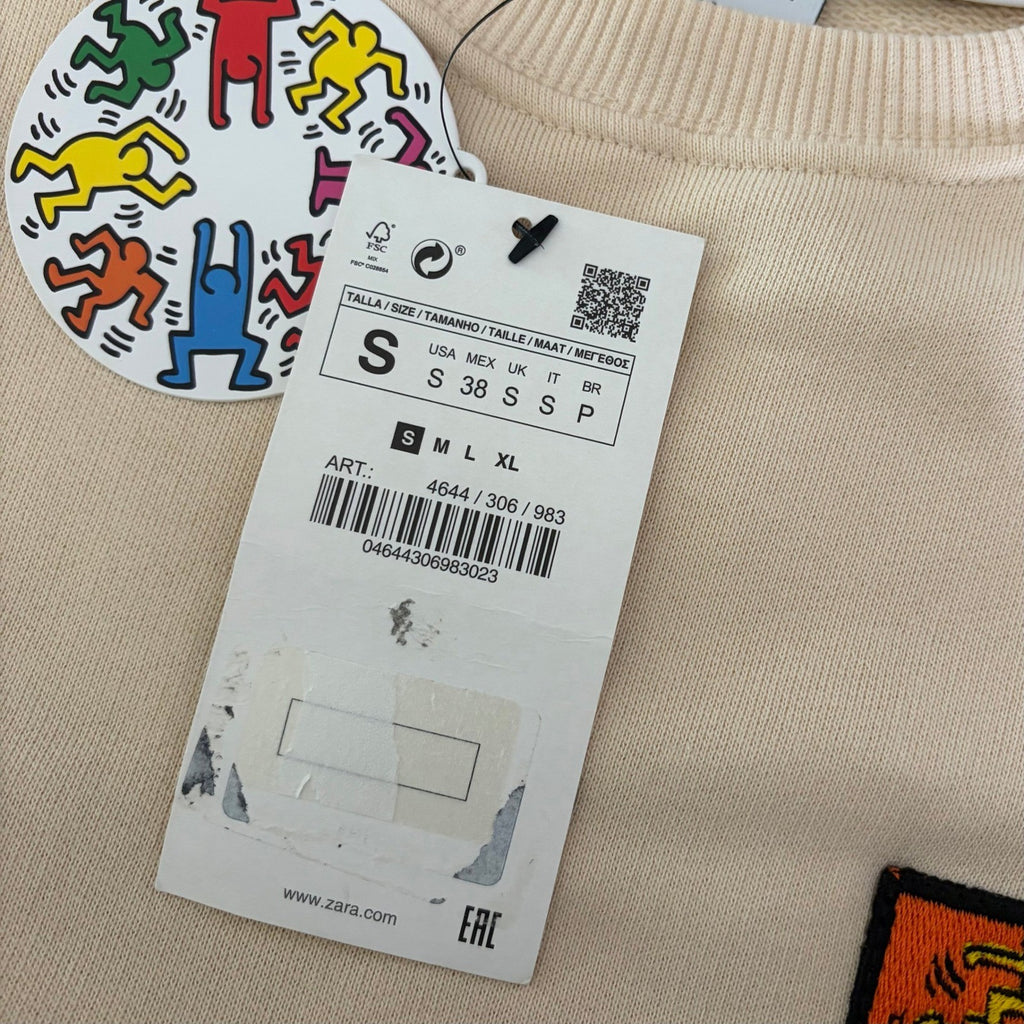 NWT!! ZARA x Keith Haring Foundation Patch Sweatshirt Streetwear Collaboration S