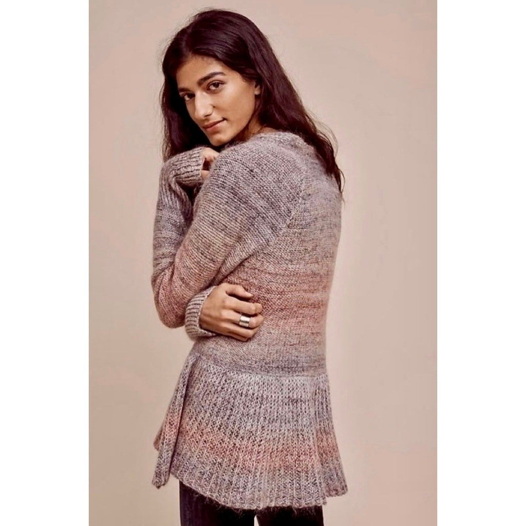 Anthropologie KNITTED & KNOTTED Cody Open Cardigan Peplum Mohair Wool Small