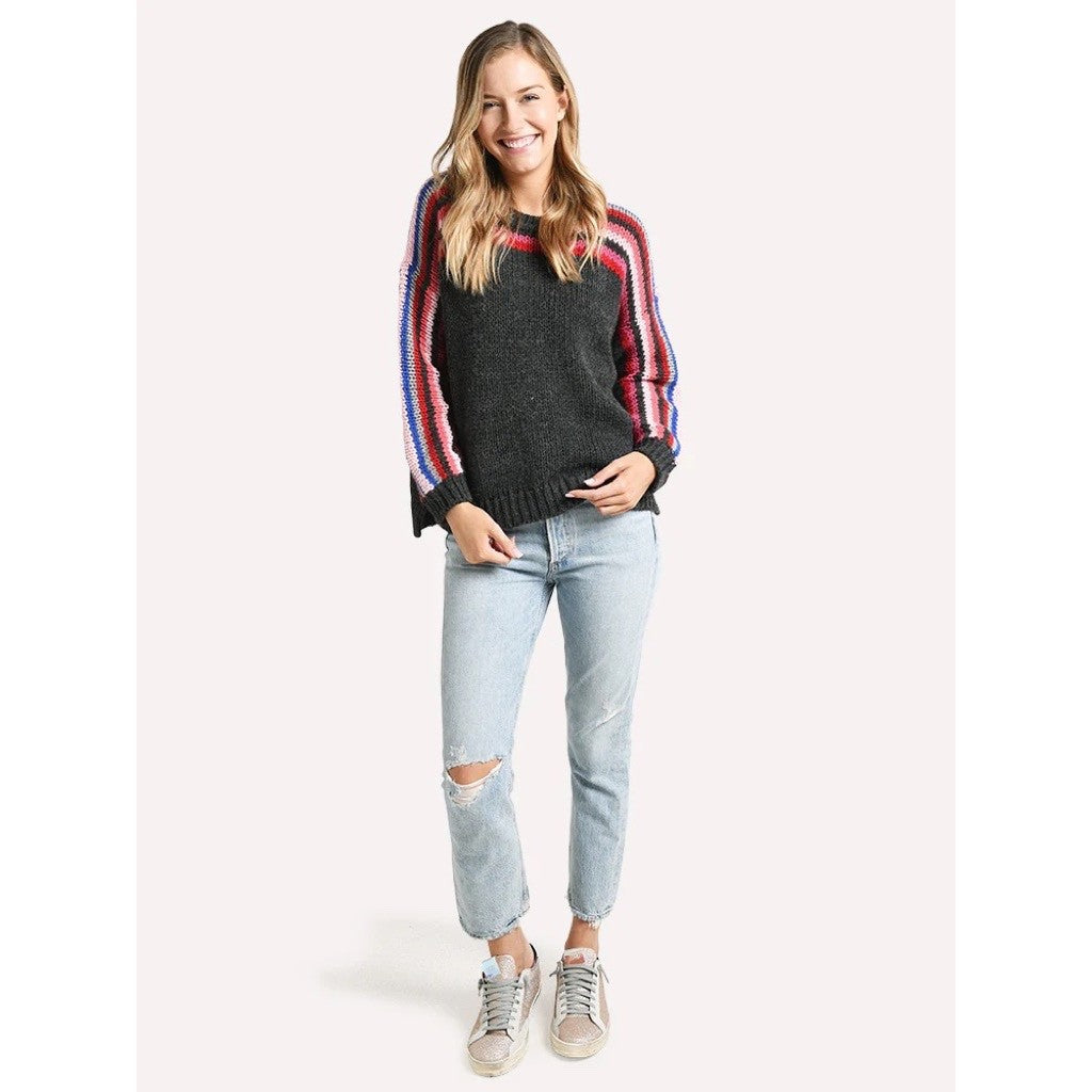 XIRENA Teton Aprés Ski Sweater Alpaca Gray Colorful Stripes Sporty Apres X-Small