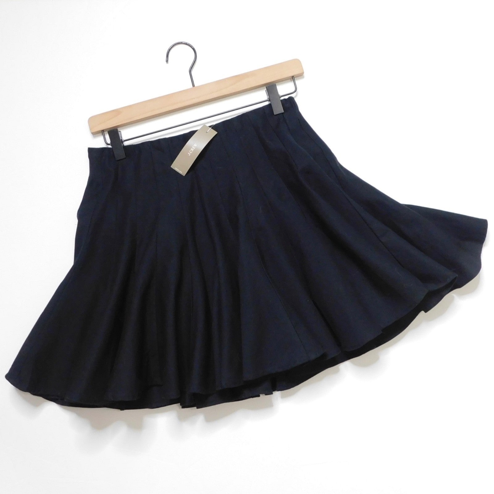 NWT!! J. CREW Godet Mini Skirt Black Chino Pleated Solid Pleats Preppy Size 2