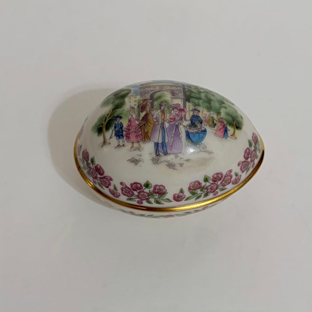Vintage LENOX Porcelain Egg Trinket Box Mini Small Floral Paris 1985 Easter