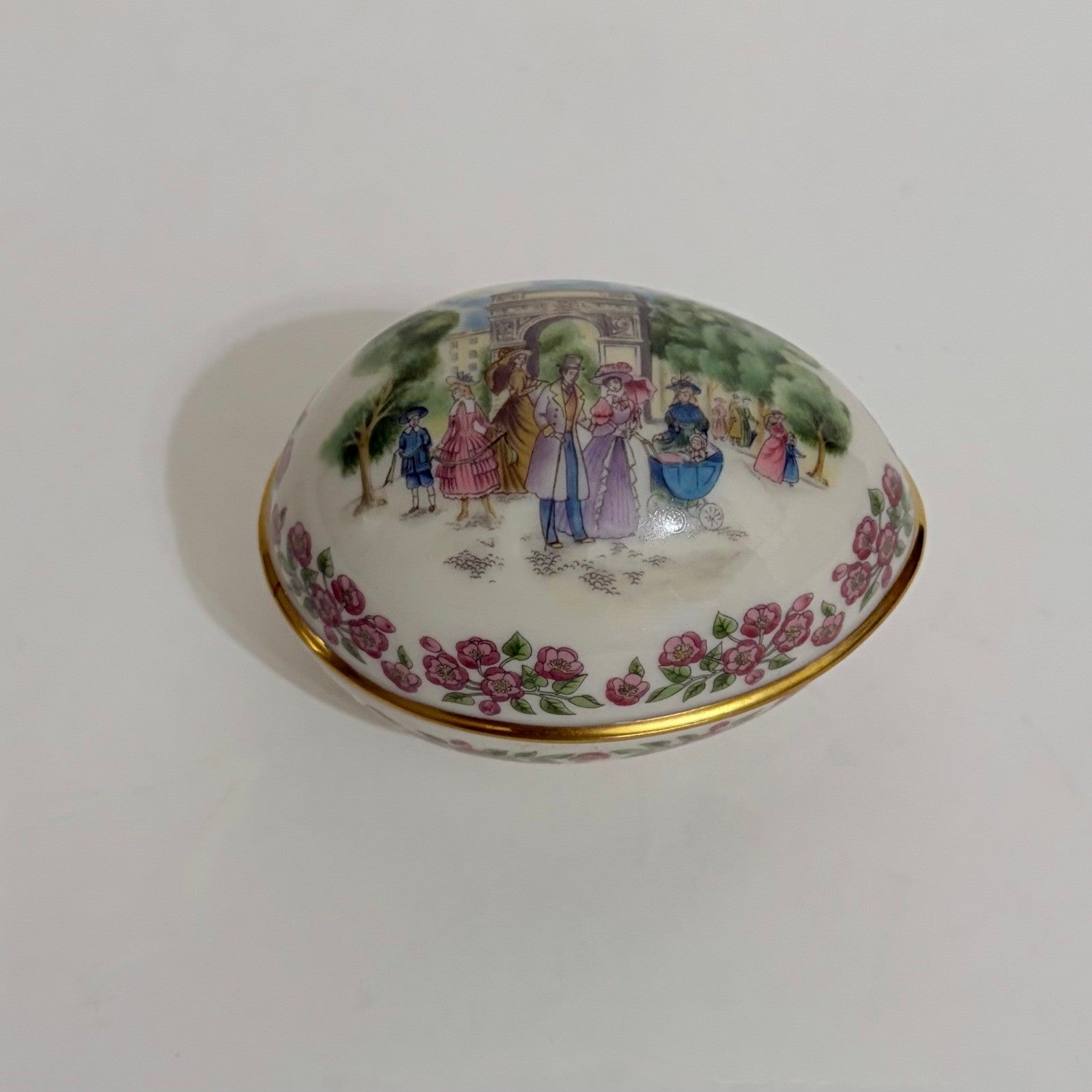 Vintage LENOX Porcelain Egg Trinket Box Mini Small Floral Paris 1985 Easter