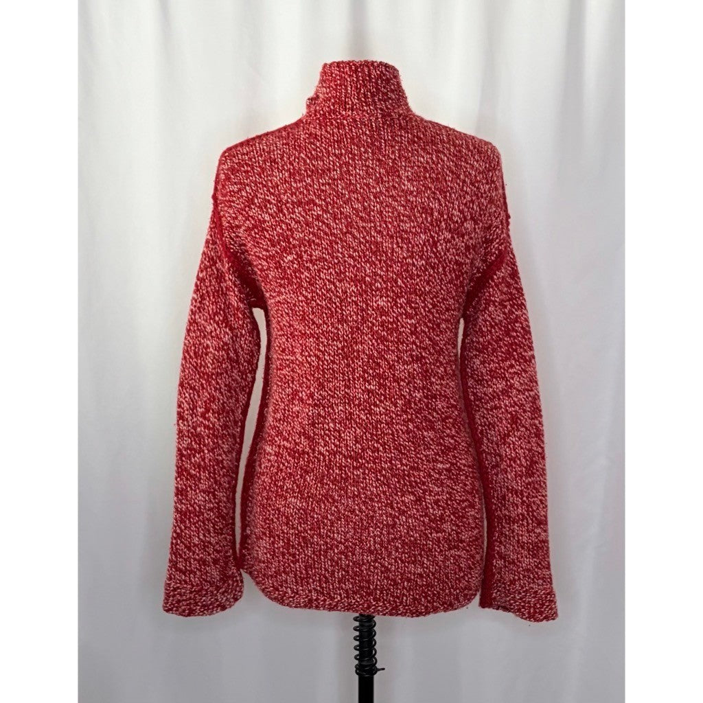 ARMANI COLLEZIONI Red White Wool Mock Neck Sweater Knit Pullover Medium