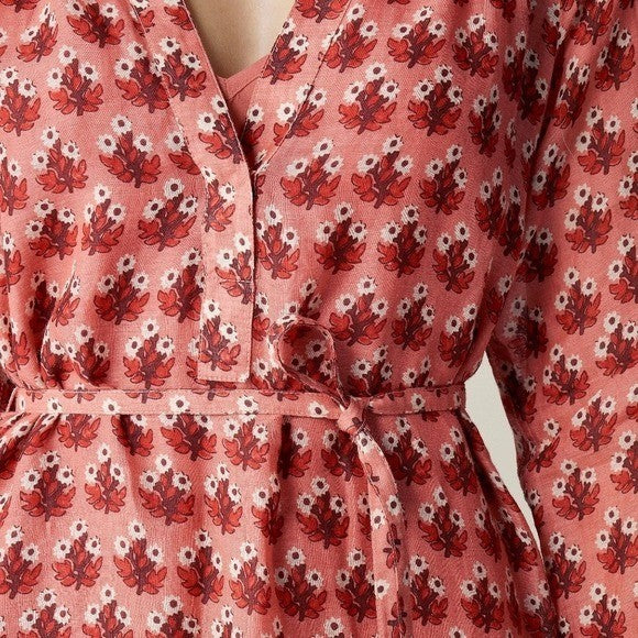NWT!! J. CREW Cabana Mini Dress Block Print Ramie Coral Multi Cover Up XX-Small