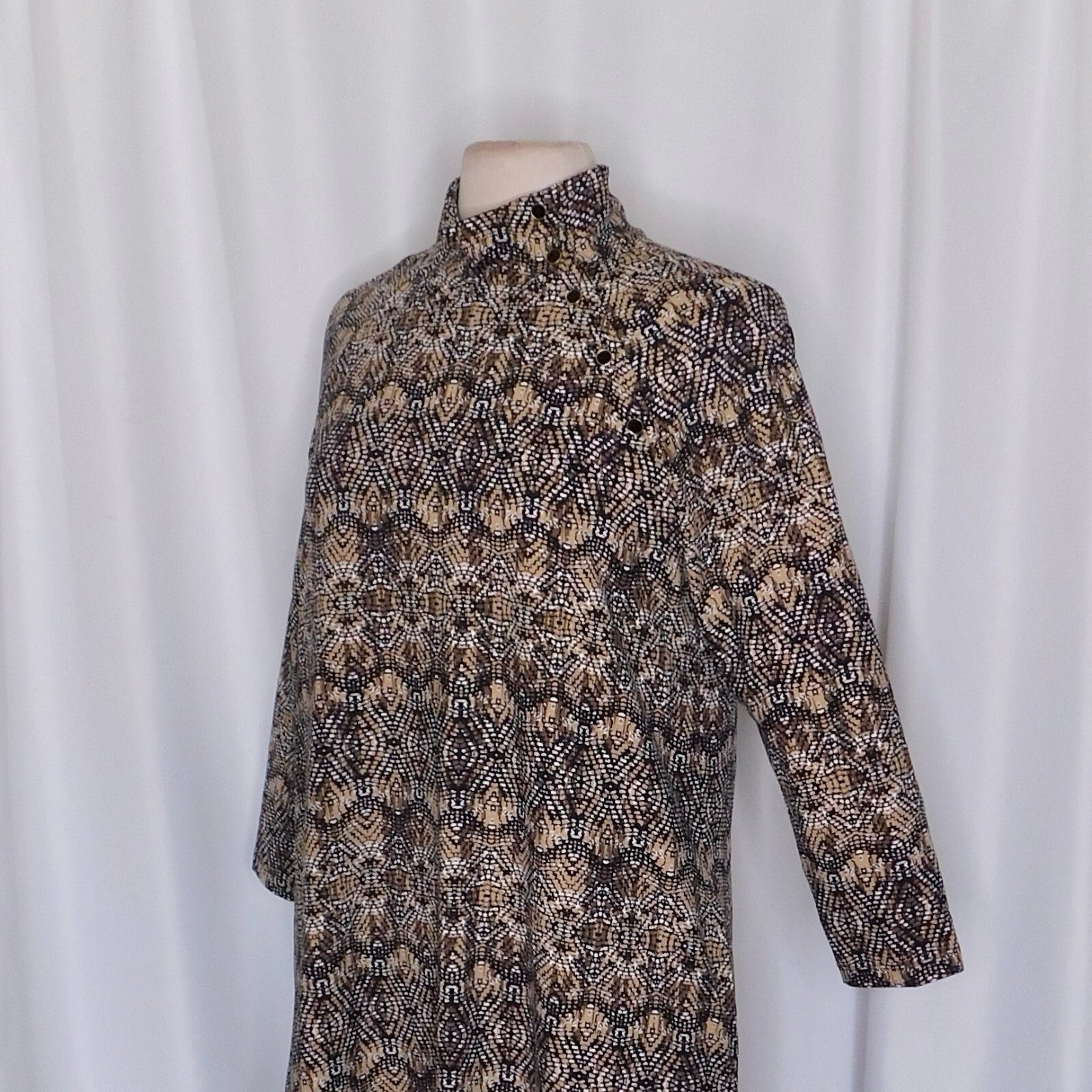 J. MCLAUGHLIN Christabel Catalina Cloth Shift Dress Brown Print Knit ~ Medium