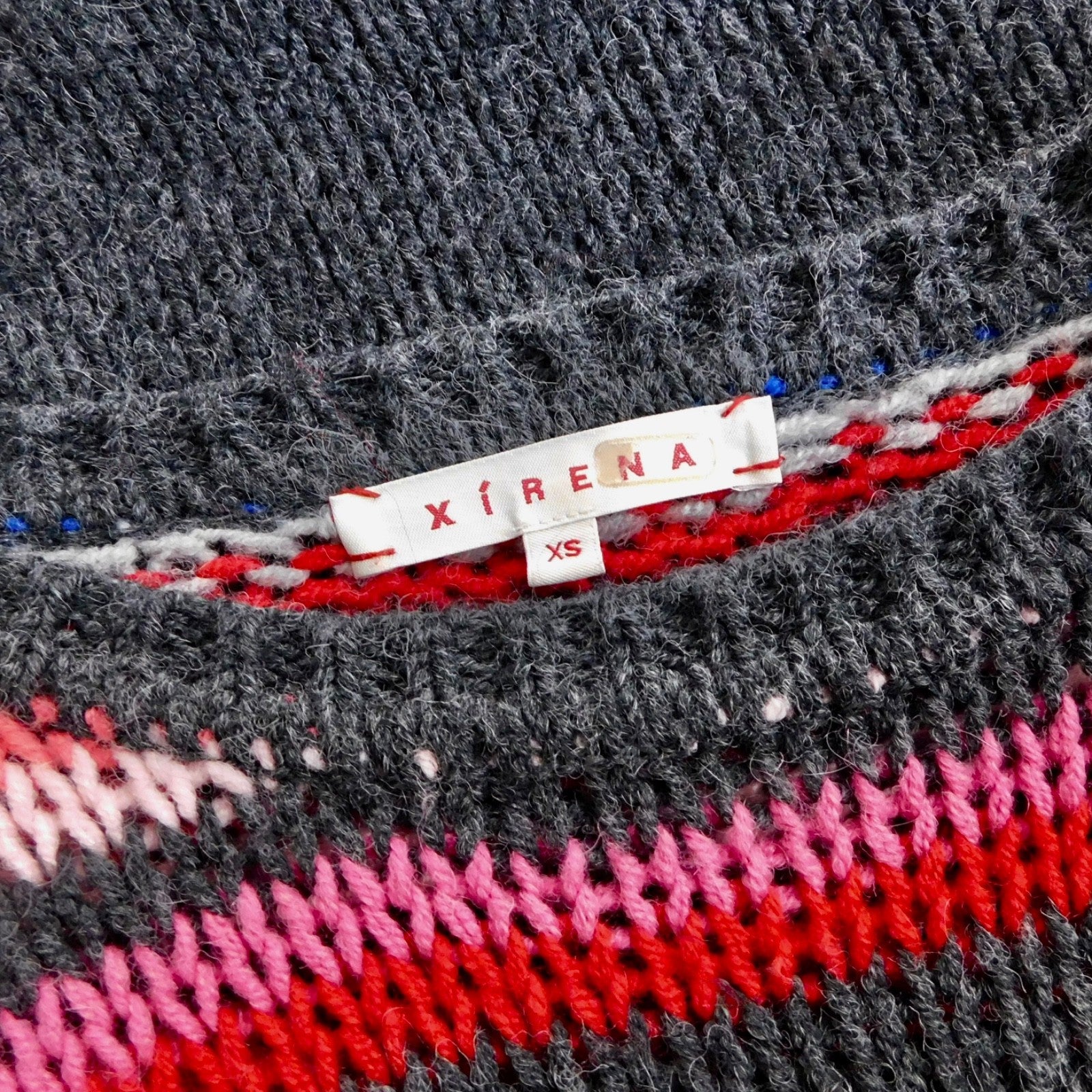 XIRENA Teton Aprés Ski Sweater Alpaca Gray Colorful Stripes Sporty Apres X-Small