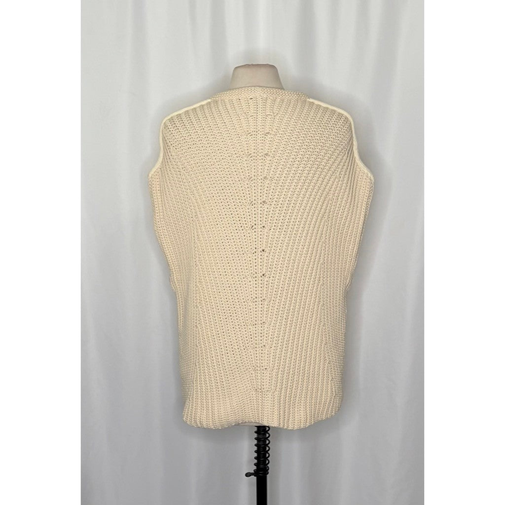 RAG & BONE Shane Sweater Vest Ivory Light Dove Sleeveless Cream Knit Small