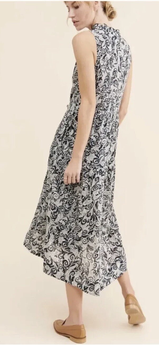 NEW!! Anthropologie MAEVE Marya Tiered Maxi Dress Black Botanical Print Small