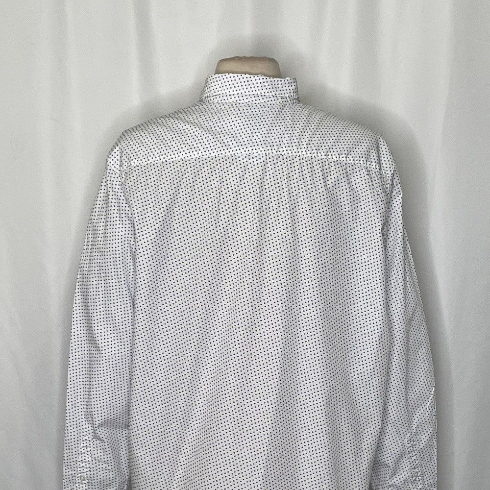 FRANK & EILEEN White Blue Heart Print Buttondown Shirt Top Academia Preppy Large