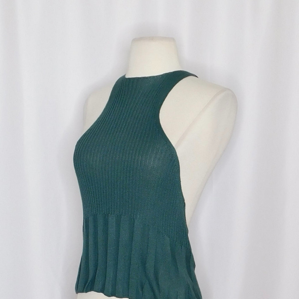 FREE PEOPLE Intimately Switch It Up Tank Cami Green Balsam Ribbed Knit Large