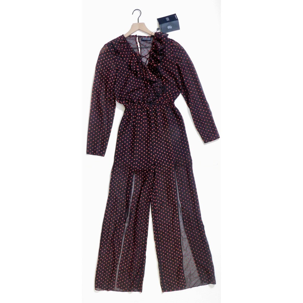NWT!! THE FIFTH LABEL Titania Jumpsuit Black Red Clip Dot Dots Ruffle X-Small