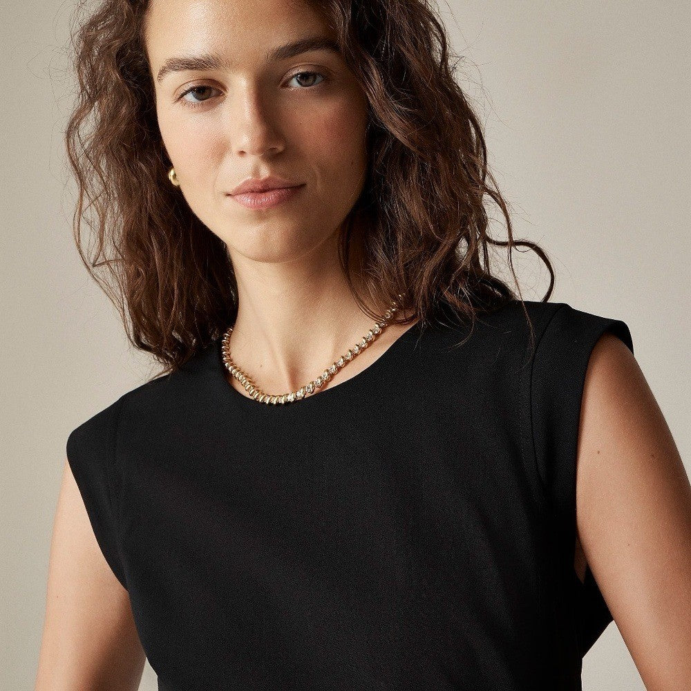 NWT!! J. CREW New Resume Tollegno Italian Wool Dress Solid Black Sheath Preppy 8