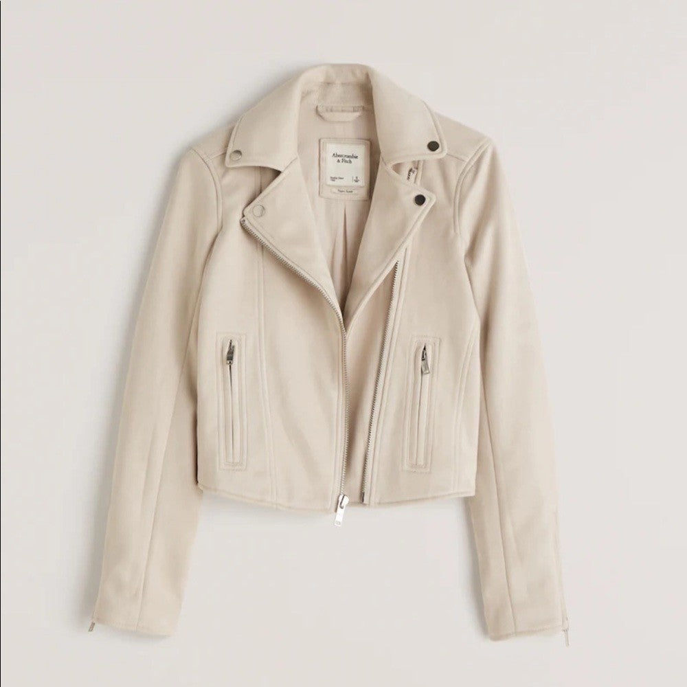 NWT!! ABERCROMBIE & FITCH Vegan Suede Moto Jacket