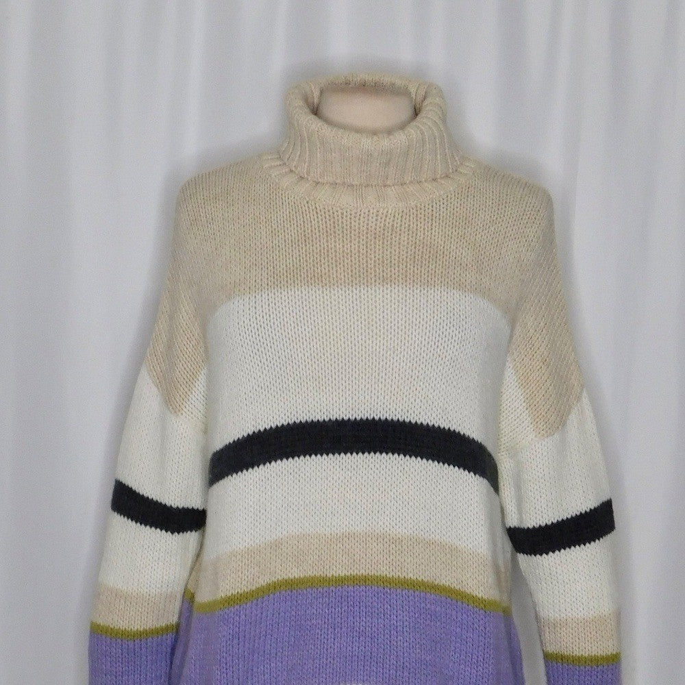 Anthropologie ALDOMARTINS Striped Turtleneck Sweater Aldo Martins Wool Small