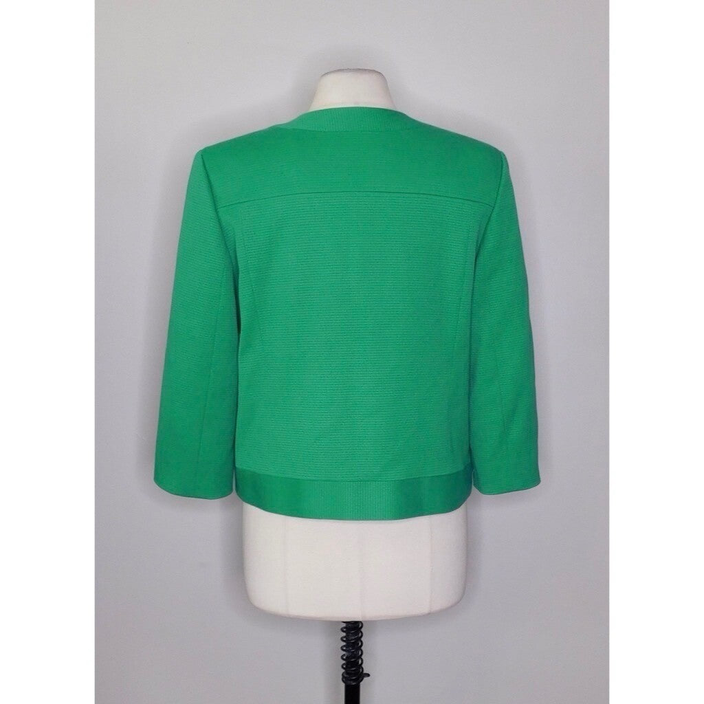 CLASSIQUES ENTIER Kelly Green Blazer Jacket Snap Closures Windowpane Large