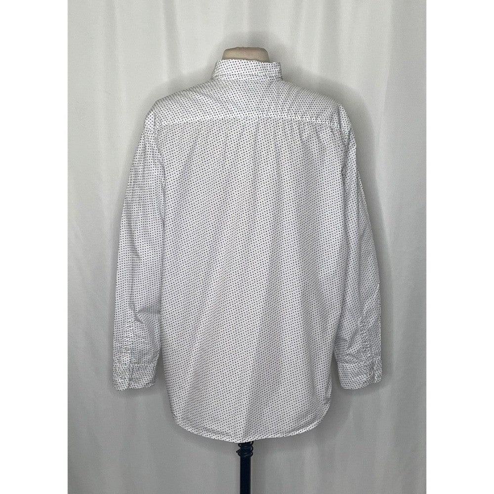 FRANK & EILEEN White Blue Heart Print Buttondown Shirt Top Academia Preppy Large