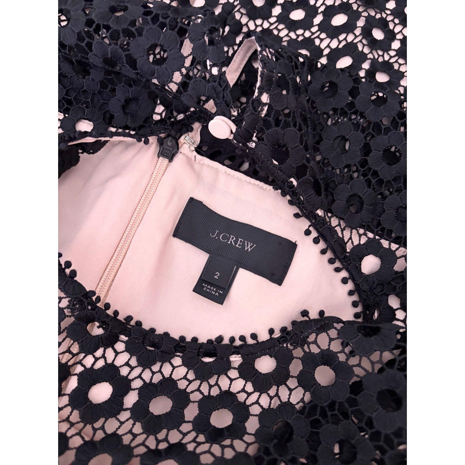 J. CREW Bell Sleeve Black Daisy Guipure Lace Cocktails Little Black Dress 2