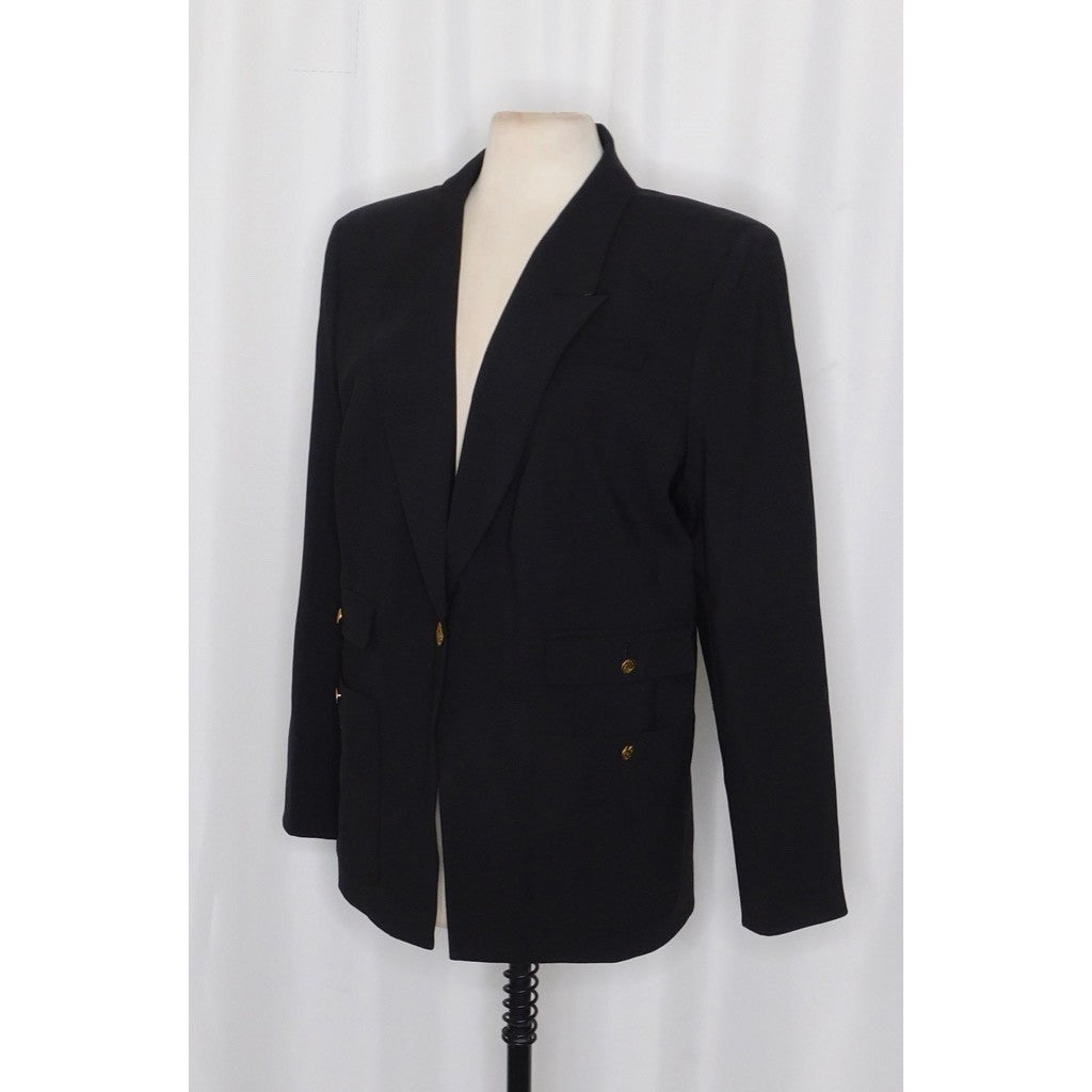 NWT!! J. CREW Vivienne Blazer Italian Bi-Stretch Wool Blend Black Preppy Size 16