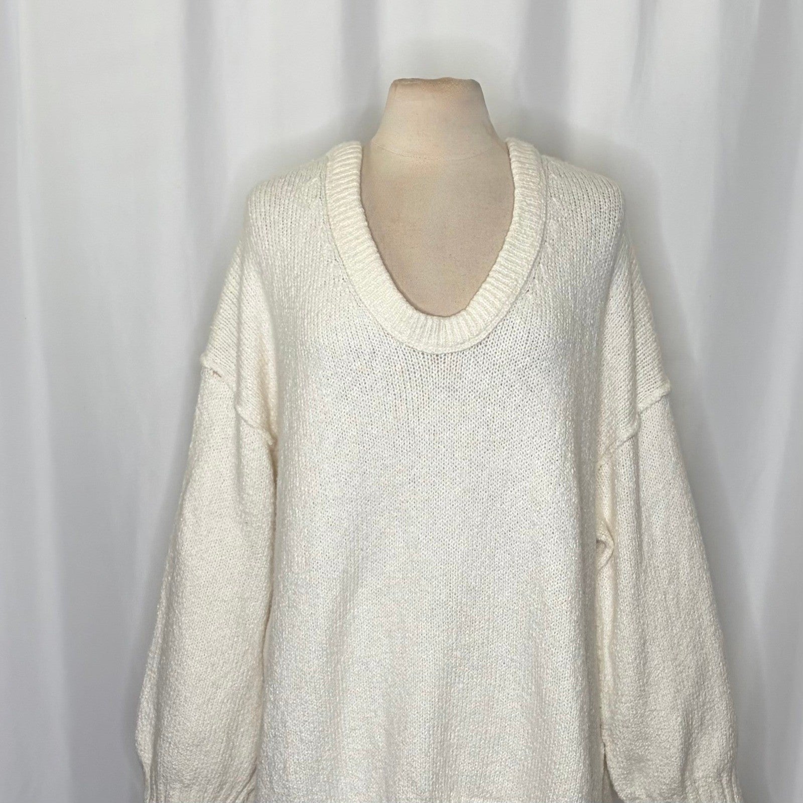 Revolve FREE PEOPLE Brookside Tunic Sweater Ivory Slouchy Solid Scoop Large