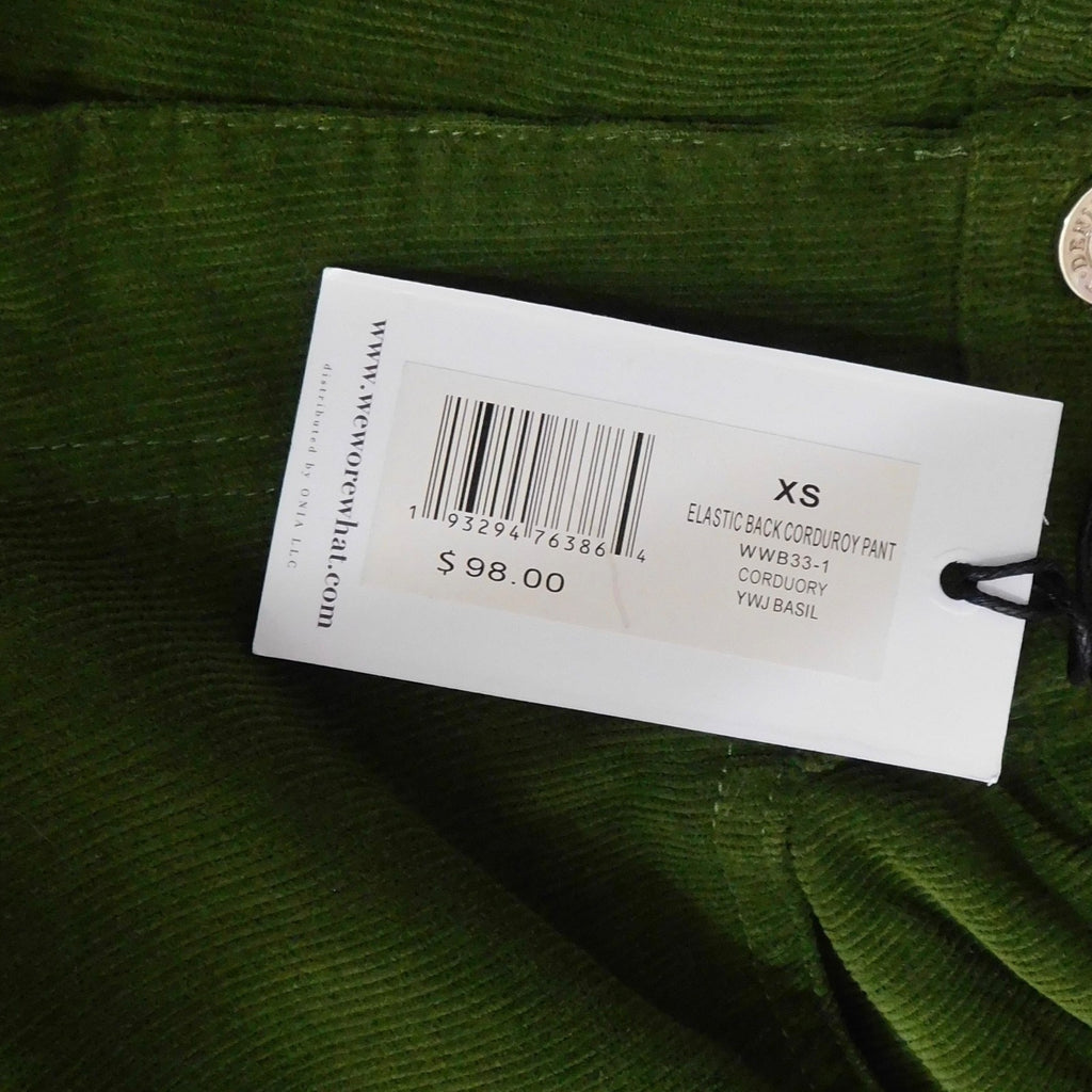 NWT!! WEWOREWHAT Elastic Back Corduroy Pants Basil Green Preppy Academia X-Small