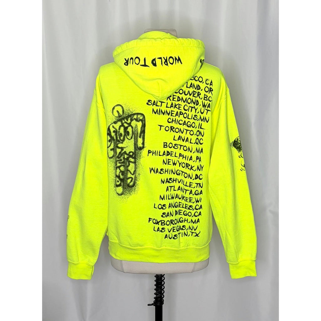 BILLIE EILISH Graffiti Ghouls 2019 World Tour Hoodie Monster Neon Yellow Small