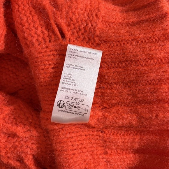 NWT!! FREE PEOPLE Clementine SoftSpun Cable Knit Pullover Solid Orange Small