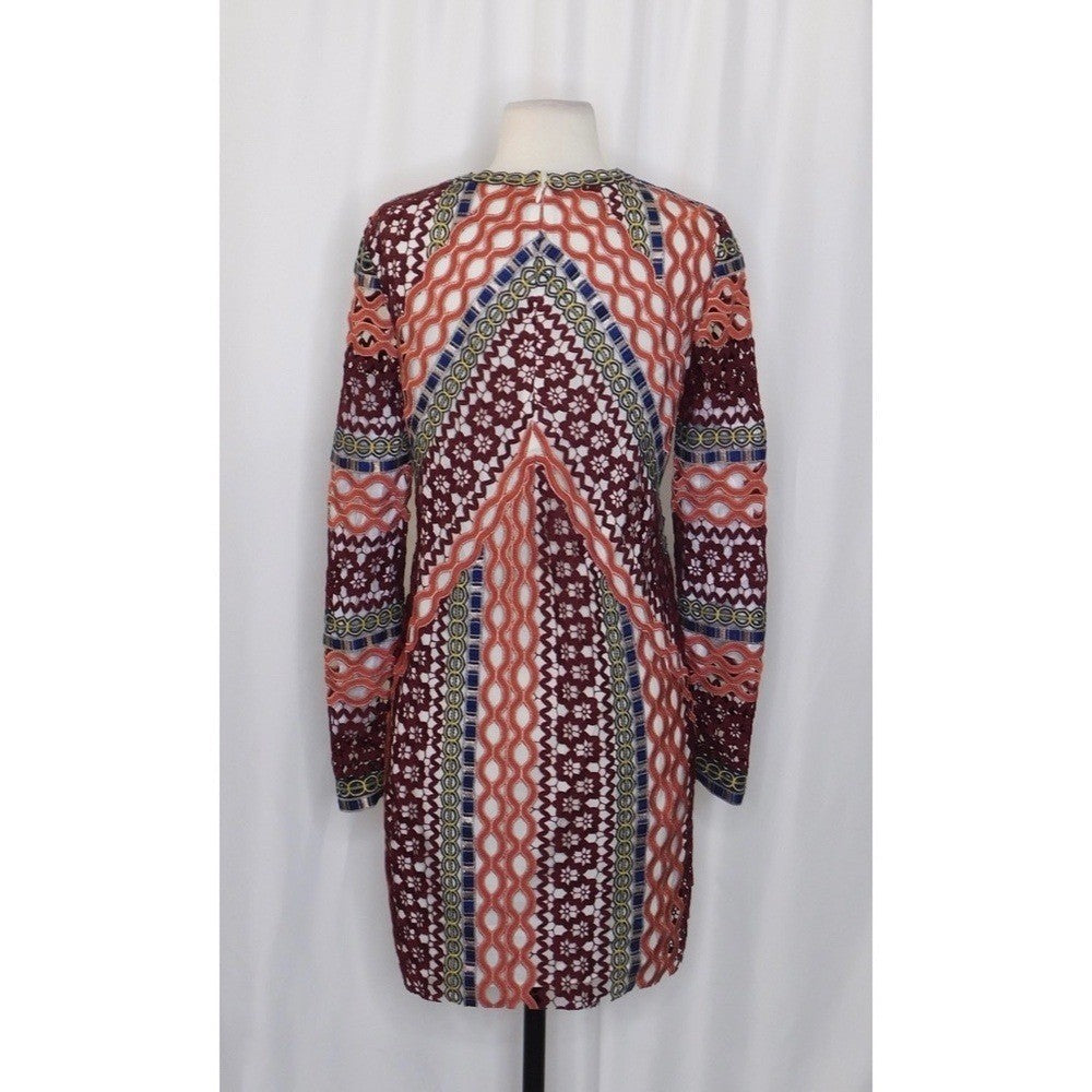 TORY BURCH Beauvoir Guipure Lace Embroidered Crochet Dress Shift Romantic Size 2